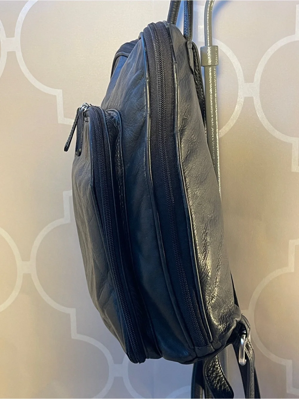 Osgoode Marley Soft Black Leather Organizer Backpack RFID Travel Work Purse